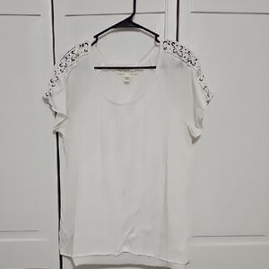NEW YORK LAUNDRY White Embellished Cap Sleeve T-Shirt